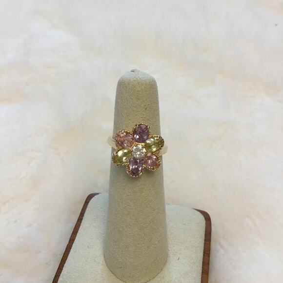 Multi-Color Crystals Sunflower Ring - Picture 2 of 8